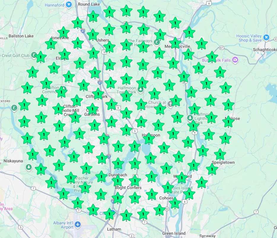 After SEO, ranking #1 across the entire map
